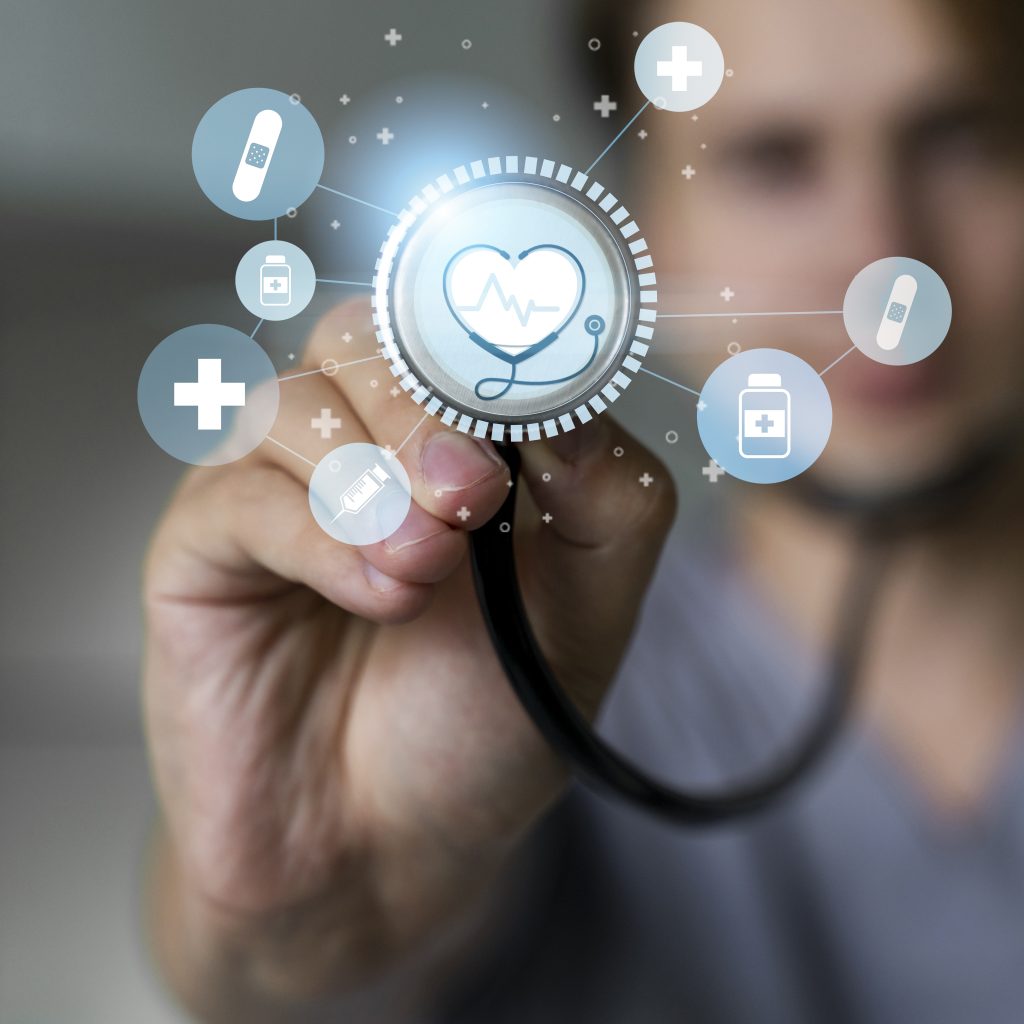 medical banner with stethoscope