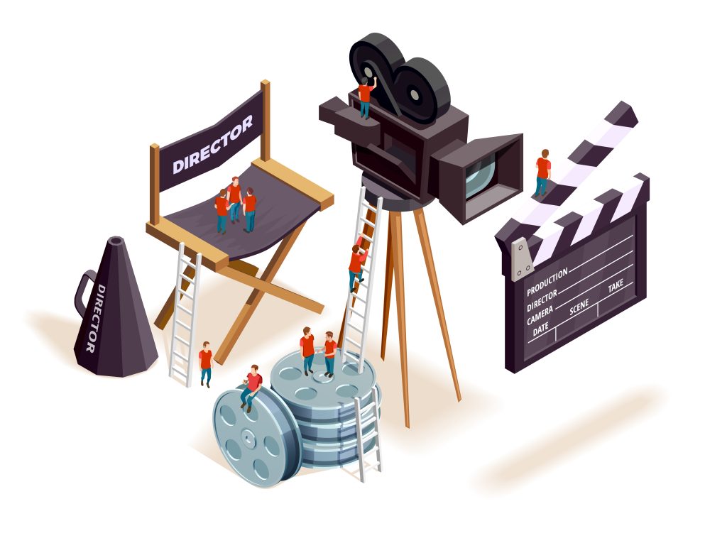 isometric cinema elements concept
