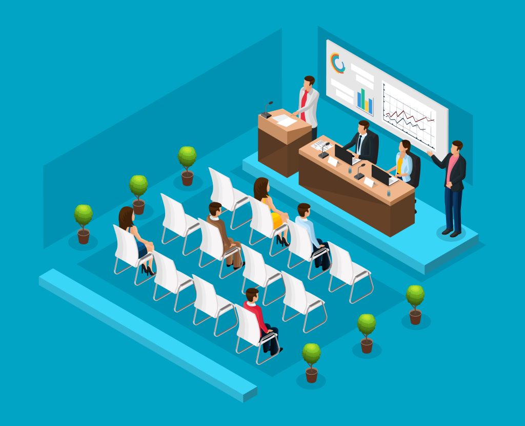 isometric business conference template
