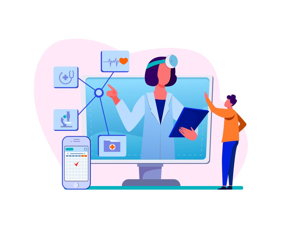 online medical assistance vector illustration